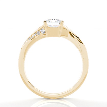 Verlobungsring Mit 4 Krappen In Runder Diamant-Seitensteinfassung