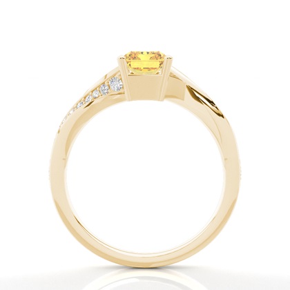 Krappen Verlobungsring mit Seitensteinen runder gelber Diamant