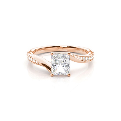 4 Prong Setting Round Diamond Side Stone Engagement Ring