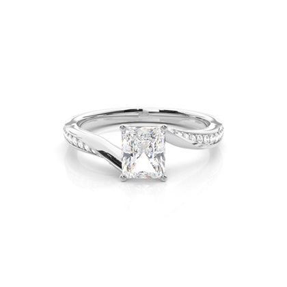 4 Prong Setting Round Diamond Side Stone Engagement Ring