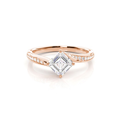 4 Prong Setting Round Diamond Side Stone Engagement Ring