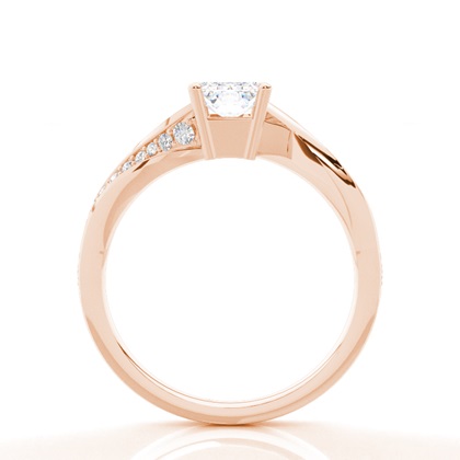 Verlobungsring Mit 4 Krappen In Runder Moissanit-Seitensteinfassung