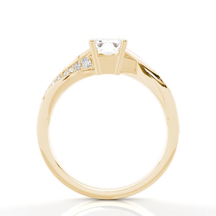 4 Prong Setting Round Diamond Side Stone Engagement Ring