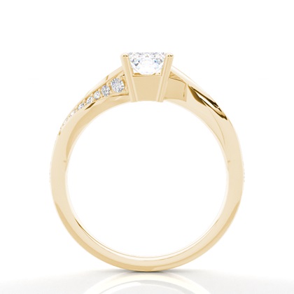 Verlobungsring Mit 4 Krappen In Runder Moissanit-Seitensteinfassung