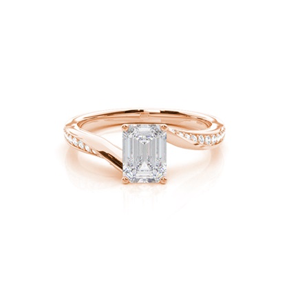 4 Prong Setting Round Moissanite Side Stone Engagement Ring
