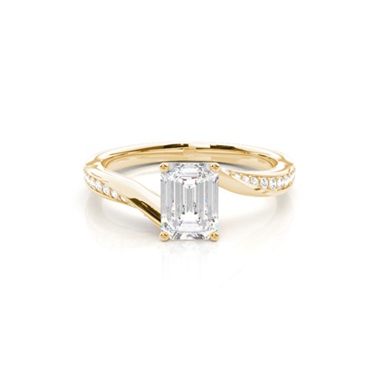 4 Prong Setting Round Diamond Side Stone Engagement Ring
