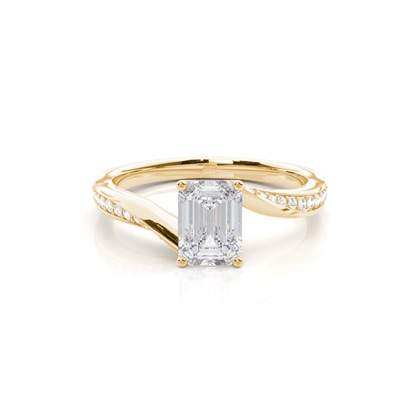 4 Prong Setting Round Moissanite Side Stone Engagement Ring
