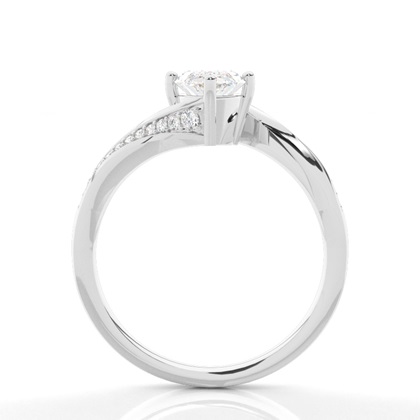 4 Prong Setting Round Diamond Side Stone Engagement Ring