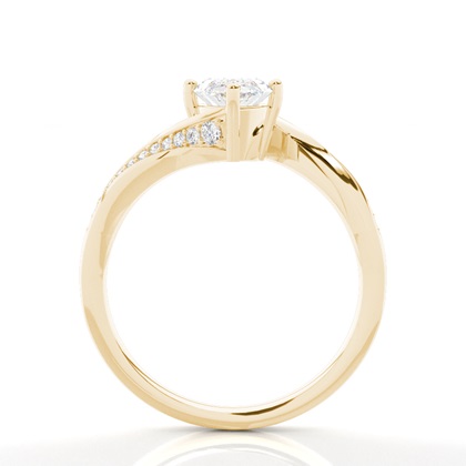 4 Prong Setting Round Diamond Side Stone Engagement Ring