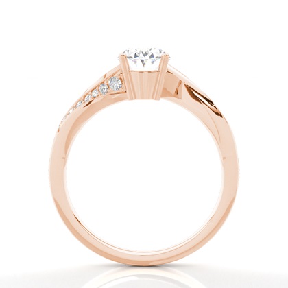 4 Prong Setting Round Diamond Side Stone Engagement Ring