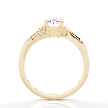 Verlobungsring Mit 4 Krappen In Runder Diamant-Seitensteinfassung