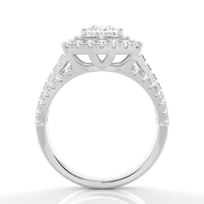 Princess Cut Halo Diamond Engagement Rings