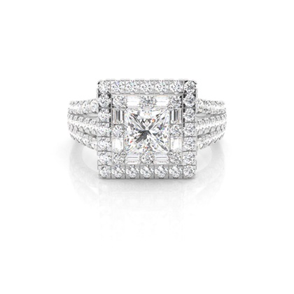 Princess Cut Halo Diamond Engagement Rings