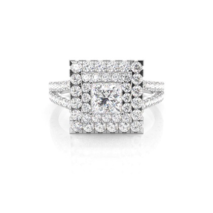 Princess Cut Halo Diamond Engagement Rings