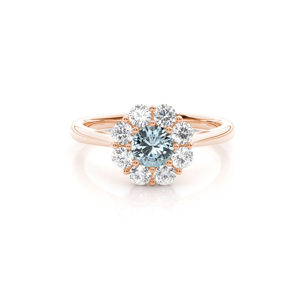 Pave Setting Aquamarine Halo Engagement Ring
