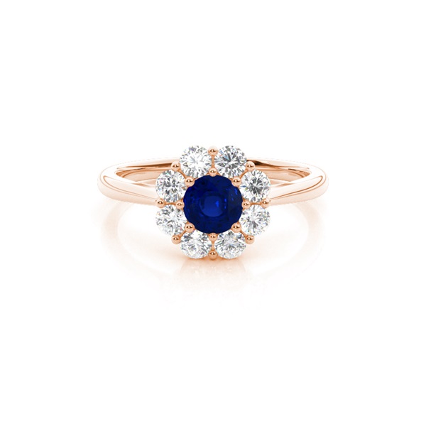 Pave Setting Blue Sapphire Halo Engagement Ring