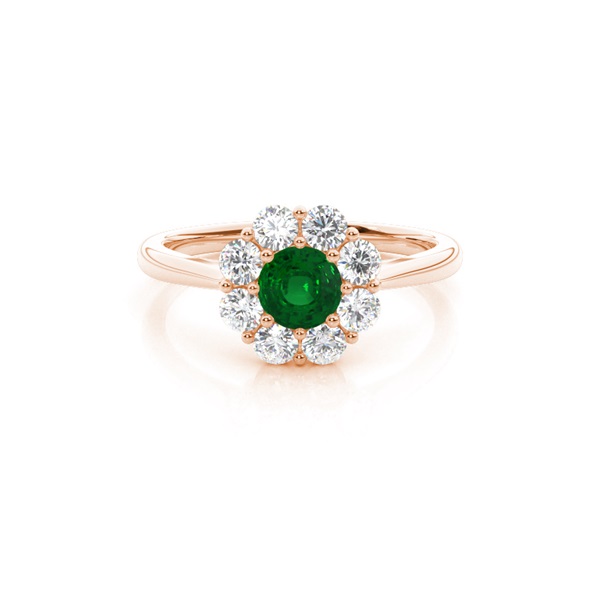 Pave Setting Emerald Halo Engagement Ring