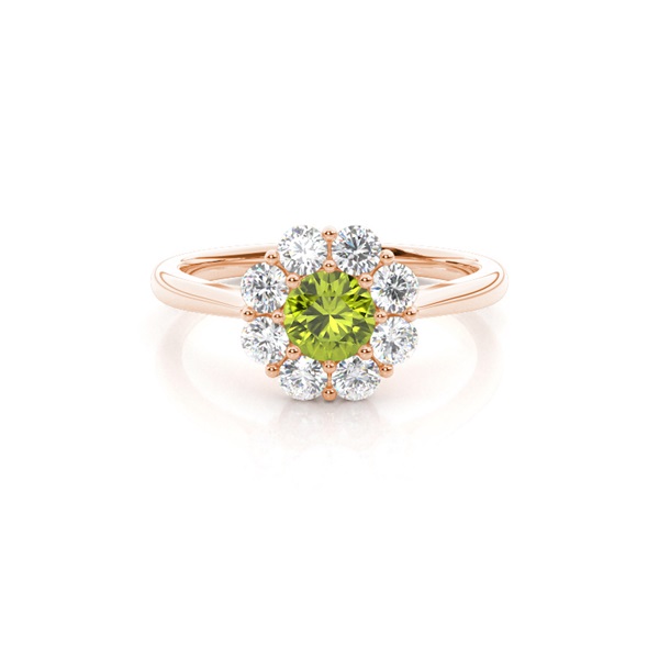 Pave Setting Peridot Halo Engagement Ring