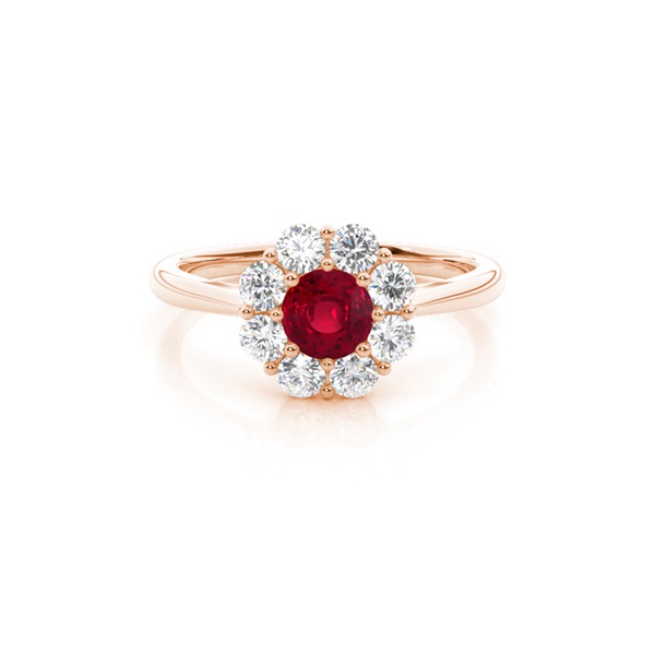 Pave Setting Ruby Halo Engagement Ring