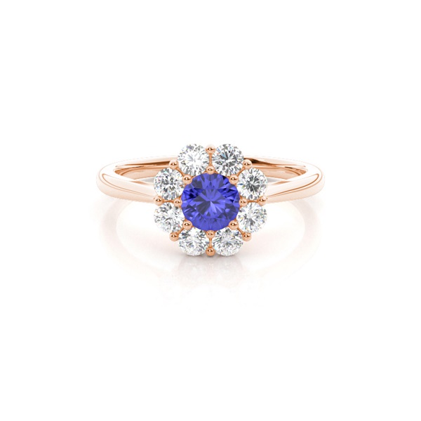 Pave Setting Tanzanite Halo Engagement Ring