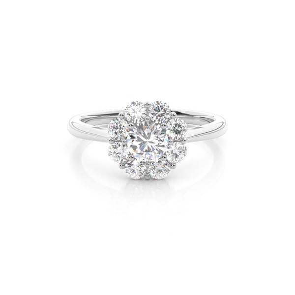 Pave Setting Halo Diamond Engagement Ring