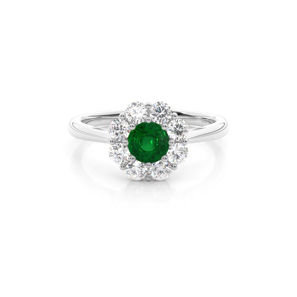 Pave Setting Emerald Halo Engagement Ring