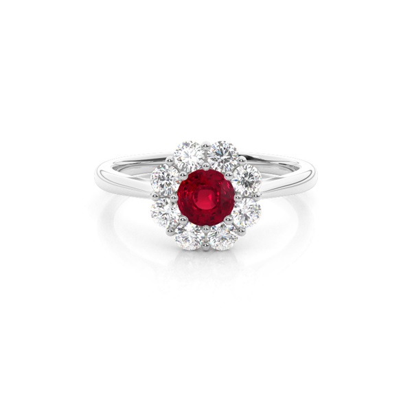 Pave Setting Ruby Halo Engagement Ring