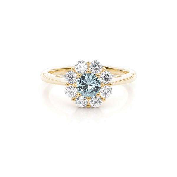 Pave Setting Aquamarine Halo Engagement Ring