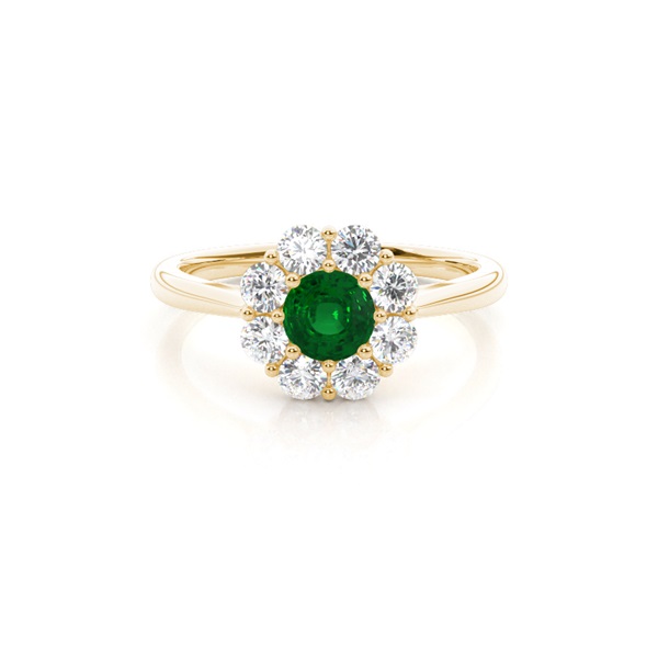 Pave Setting Emerald Halo Engagement Ring