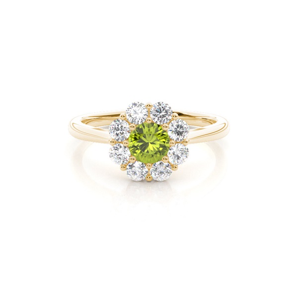 Pave Setting Peridot Halo Engagement Ring