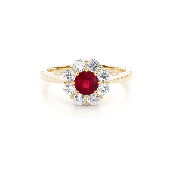 Pave Setting Ruby Halo Engagement Ring