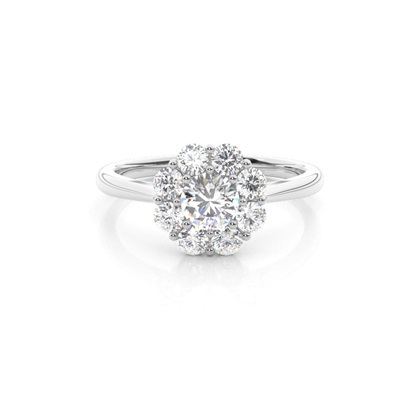 Pave Setting Halo Diamond Engagement Ring