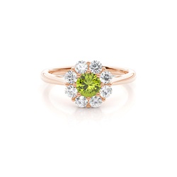 Pave Setting Peridot Halo Engagement Ring