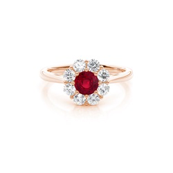 Pave Setting Ruby Halo Engagement Ring
