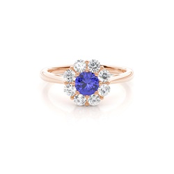 Pave Setting Tanzanite Halo Engagement Ring