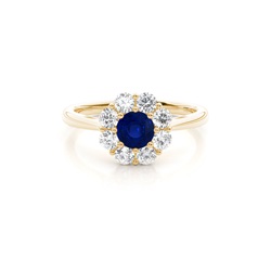 Pave Setting Blue Sapphire Halo Engagement Ring