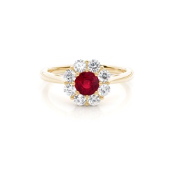 Pave Setting Ruby Halo Engagement Ring