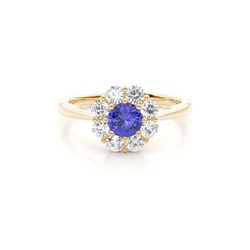 Pave Setting Tanzanite Halo Engagement Ring