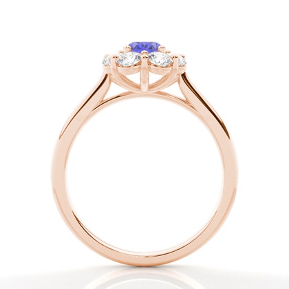 Pavé-Fassung Tansanit Halo-Verlobungsring