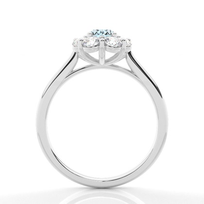 Aquamarin-Halo-Verlobungsring In Einer Pavé-Fassung