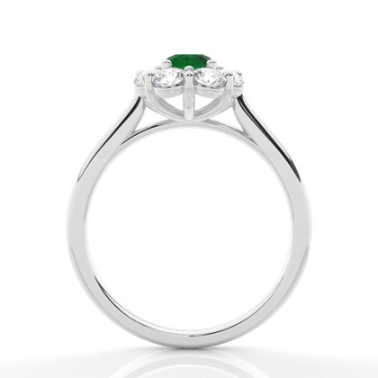 Smaragd-Halo-Verlobungsring In Einer Pavé-Fassung