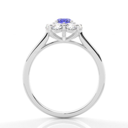 Pavé-Fassung Tansanit Halo-Verlobungsring