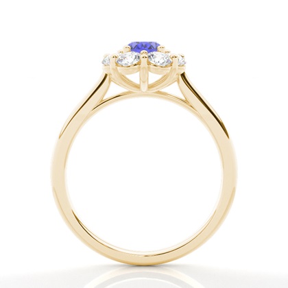 Pavé-Fassung Tansanit Halo-Verlobungsring