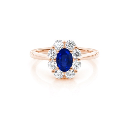 Pave Setting Blue Sapphire Halo Engagement Ring