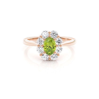 Pave Setting Peridot Halo Engagement Ring