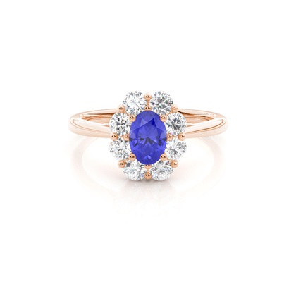 Pave Setting Tanzanite Halo Engagement Ring