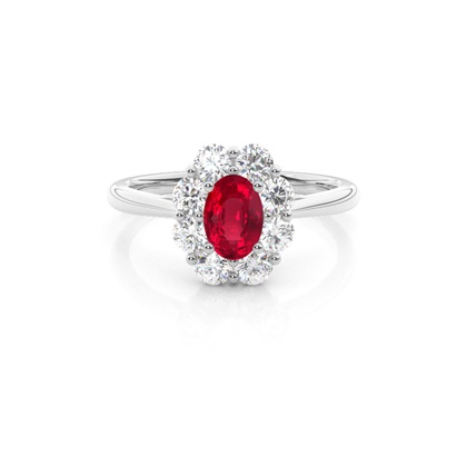 Pave Setting Ruby Halo Engagement Ring