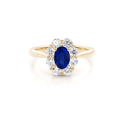 Pave Setting Blue Sapphire Halo Engagement Ring