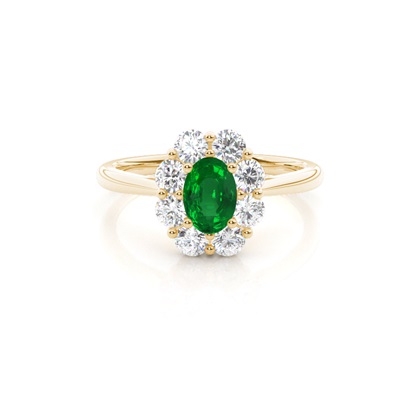 Pave Setting Emerald Halo Engagement Ring