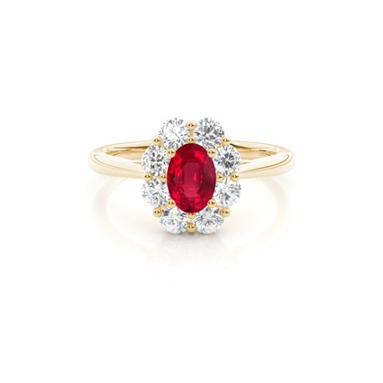 Pave Setting Ruby Halo Engagement Ring